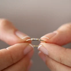 14k Gold Baguette and Round Diamond Ring