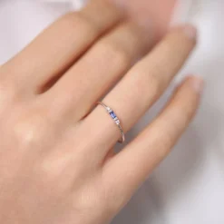 14k Gold Baguette and Round Diamond Ring