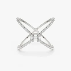 14k Gold Baguette and Round Diamond Illusion Setting Statement Ring