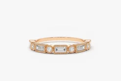 14K Gold Baguette and Round Diamond Ring