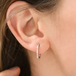 14K Gold Baguette And Round Diamond Earrings