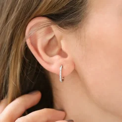 14K Gold Baguette And Round Diamond Earrings