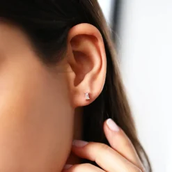 14K Gold Baguette Cut Diamond Stud Earrings
