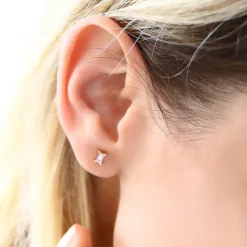 14K Gold Baguette Cut Diamond Stud Earrings