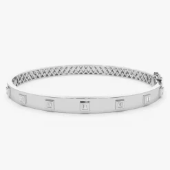 14k Gold Baguette Diamond Bezel Setting Statement Bangle