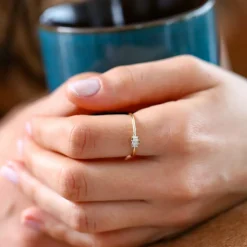 14K Gold Baguette Trio Diamond Ring