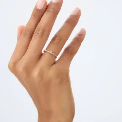 14K Gold Beaded Solitaire Diamond Bezel Ring