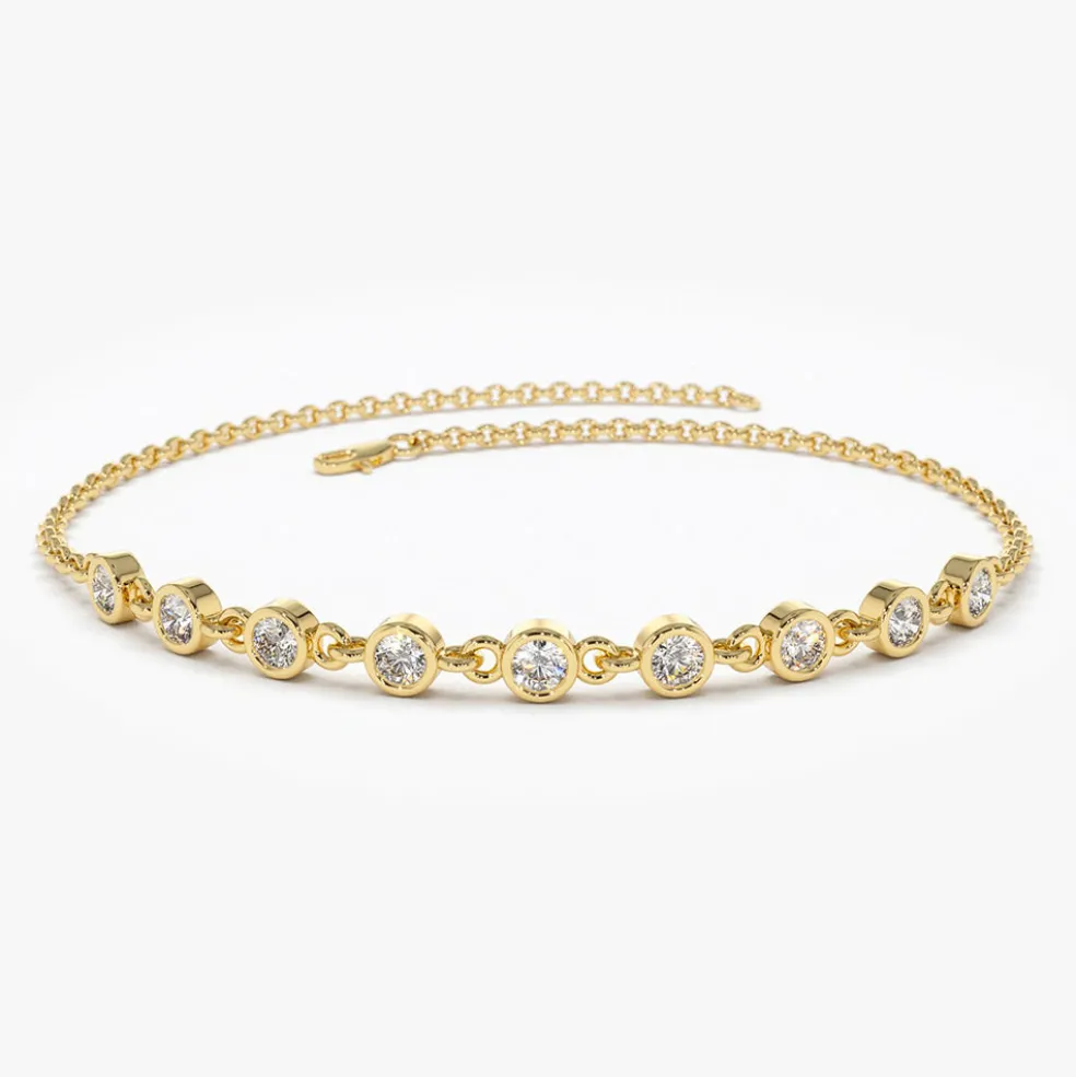 14K Gold Bezel Set Diamond Bracelet