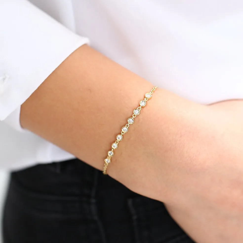14K Gold Bezel Set Diamond Bracelet