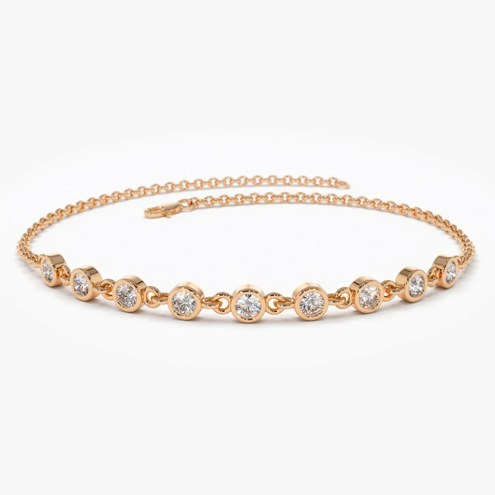 14K Gold Bezel Set Diamond Bracelet