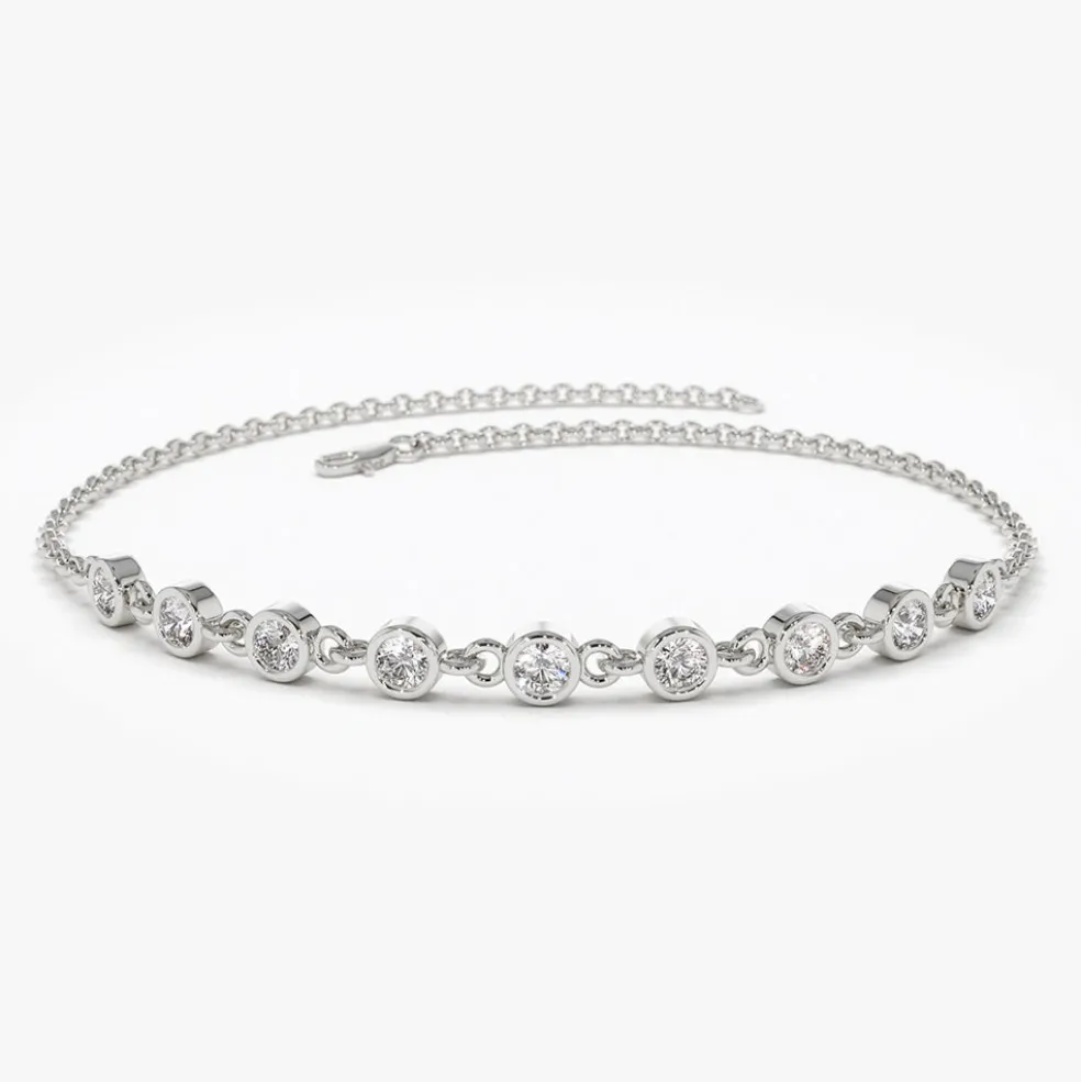 14K Gold Bezel Set Diamond Bracelet