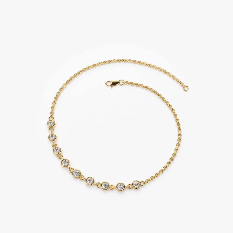 14K Gold Bezel Set Diamond Bracelet
