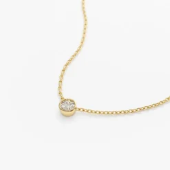 14K Gold Bezel Set Diamond Solitaire Necklace
