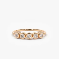 14K Gold Bezel Set Diamond Wedding Band