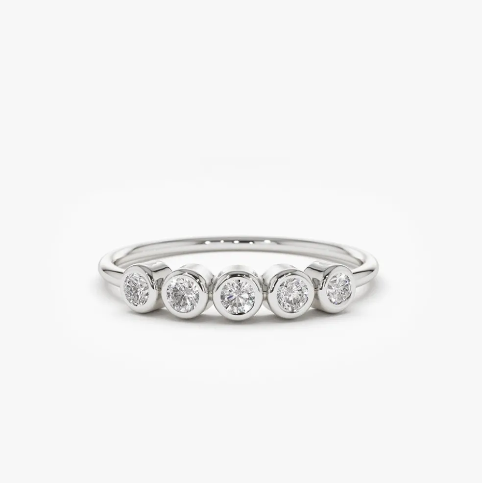 14K Gold Bezel Set Diamond Wedding Band