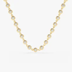 14K Gold Bezel Setting Diamond Tennis Necklace