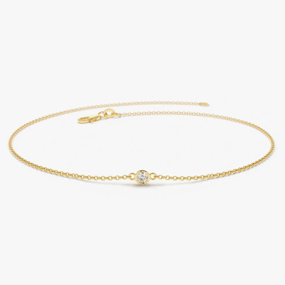 14k Gold Bezel Setting Diamond Solitaire Bracelet 0.05ctw