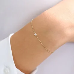 14k Gold Bezel Setting Diamond Solitaire Bracelet 0.05ctw