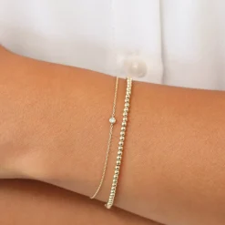 14k Gold Bezel Setting Diamond Solitaire Bracelet 0.05ctw