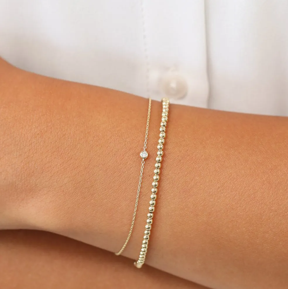 14k Gold Bezel Setting Diamond Solitaire Bracelet 0.05ctw