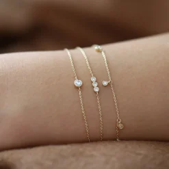 14k Gold Bezel Setting Diamond Solitaire Bracelet 0.05ctw