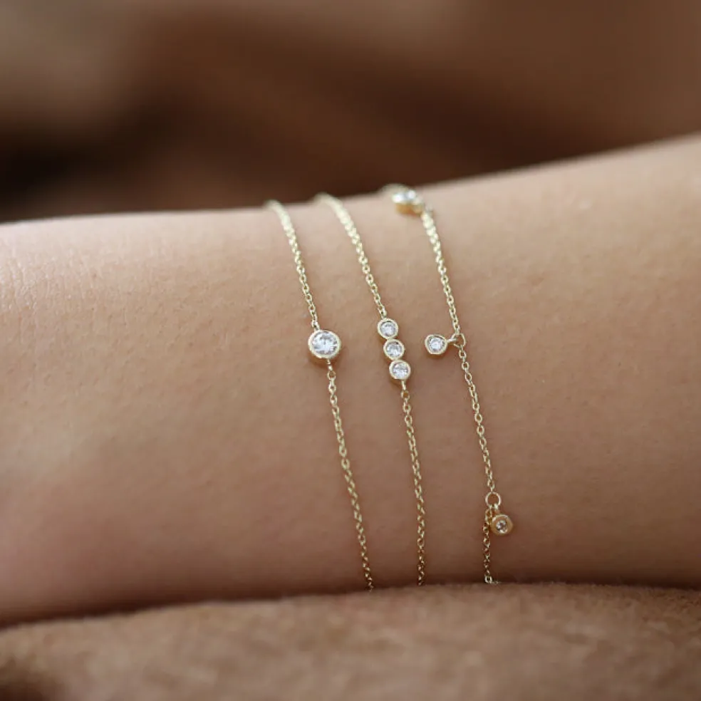 14k Gold Bezel Setting Diamond Solitaire Bracelet 0.05ctw