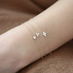 14k Gold Bezel Setting Diamond Solitaire Bracelet 0.05ctw