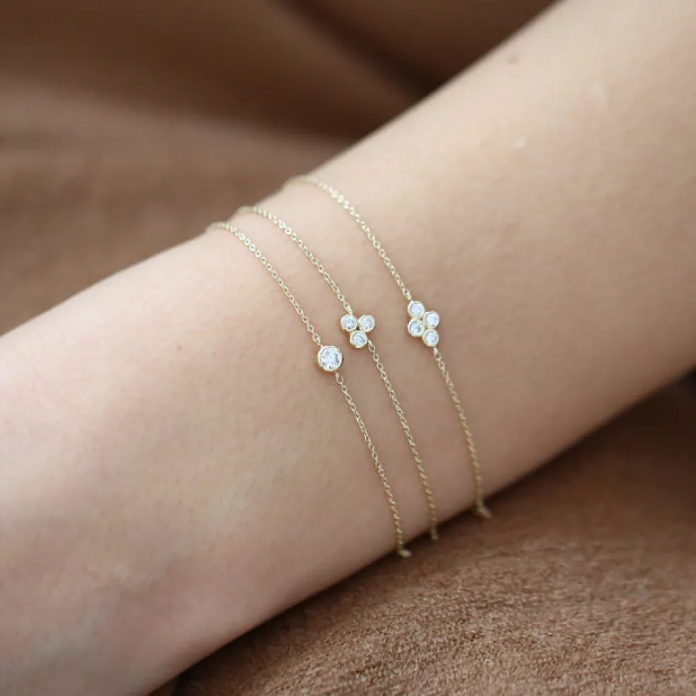 14k Gold Bezel Setting Diamond Solitaire Bracelet 0.05ctw