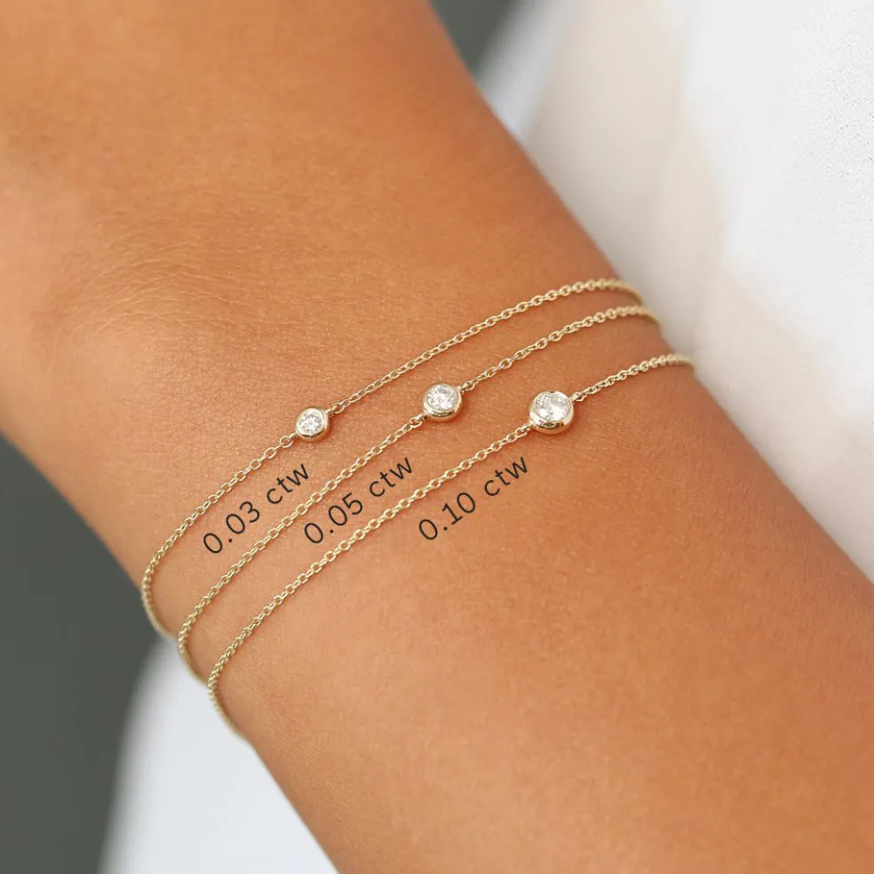 14k Gold Bezel Setting Diamond Solitaire Bracelet 0.05ctw