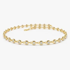 14K Gold Bezel Setting Diamond Tennis Bracelet