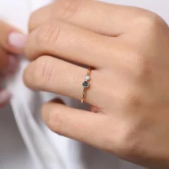 14K Gold Bezel Setting London Blue Topaz and Diamond Ring