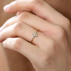 14K Gold Bezel Setting Quad Diamond Ring