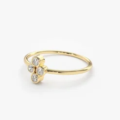 14K Gold Bezel Setting Quad Diamond Ring