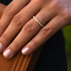 14K Gold Bezel Setting Round Brilliant Cut Diamond Eternity Ring