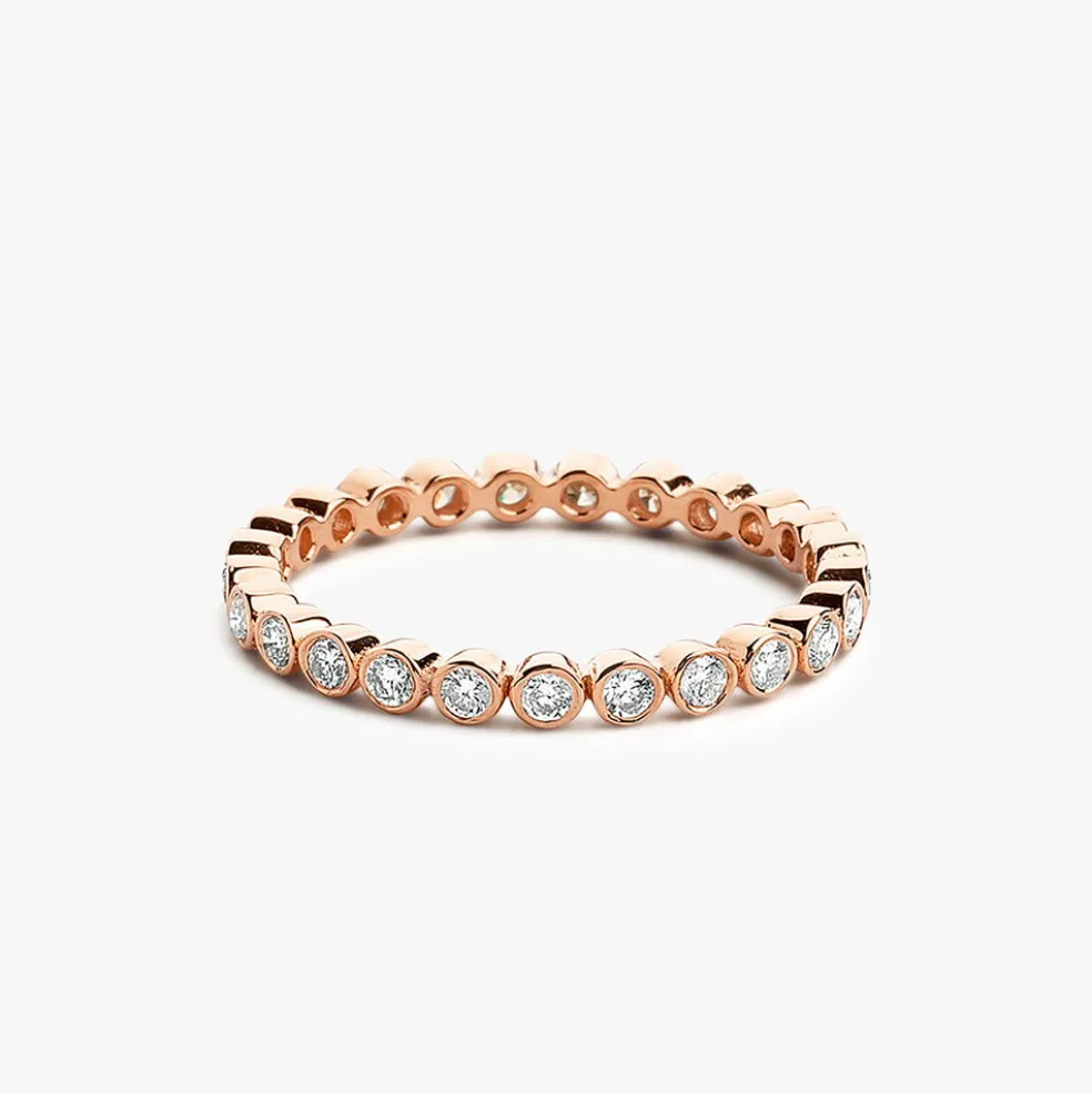 14K Gold Bezel Setting Round Brilliant Cut Diamond Eternity Ring