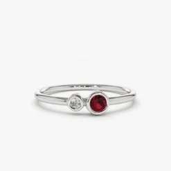 14K Gold Bezel Setting Ruby and Diamond Ring