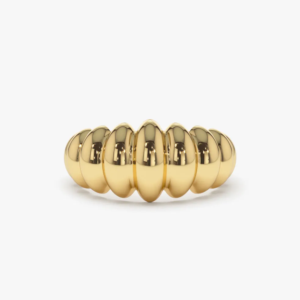 14k Gold Bold Dome Croissant Ring