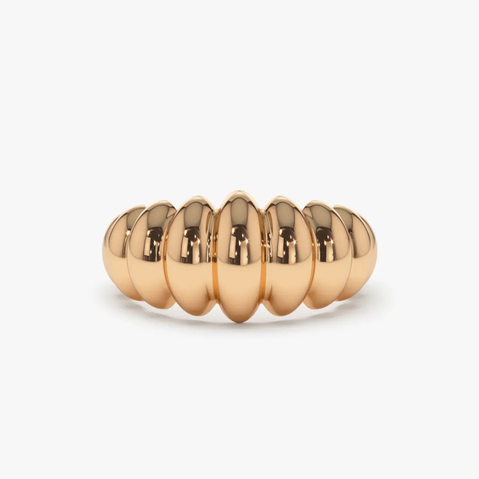 14k Gold Bold Dome Croissant Ring