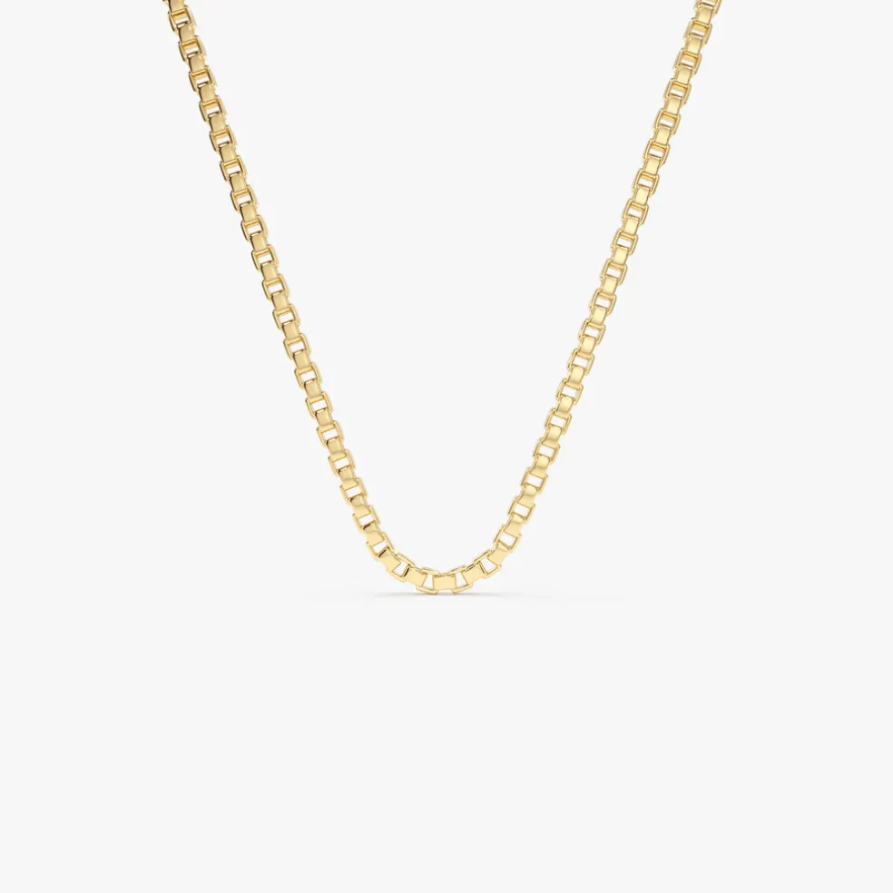 14K Gold Box Chain Necklace 1.25mm
