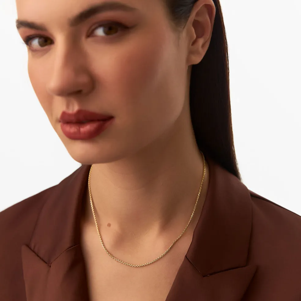 14K Gold Box Chain Necklace 1.25mm