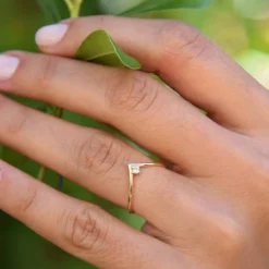 14K Gold Chevron Diamond Ring