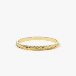 14K Gold Chevron Herringbone Eternity Cut Ring