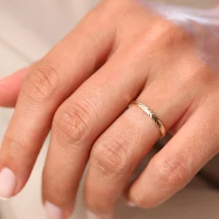 14K Gold Chevron Herringbone Eternity Cut Ring