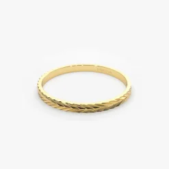 14K Gold Chevron Herringbone Eternity Cut Ring