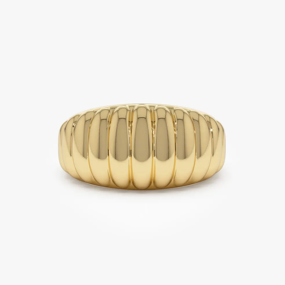 14k Gold Chunky Ribbed Statement Ring