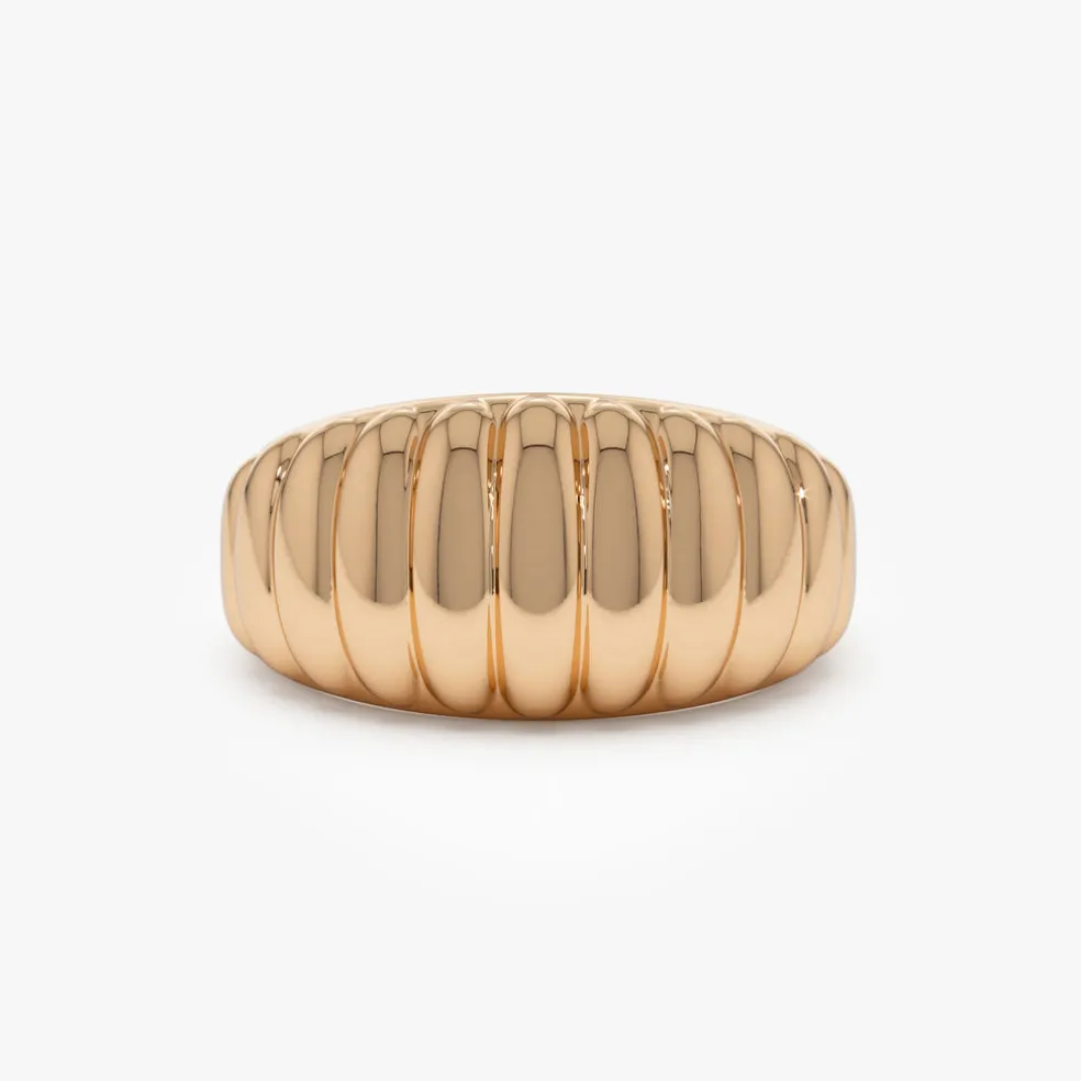 14k Gold Chunky Ribbed Statement Ring