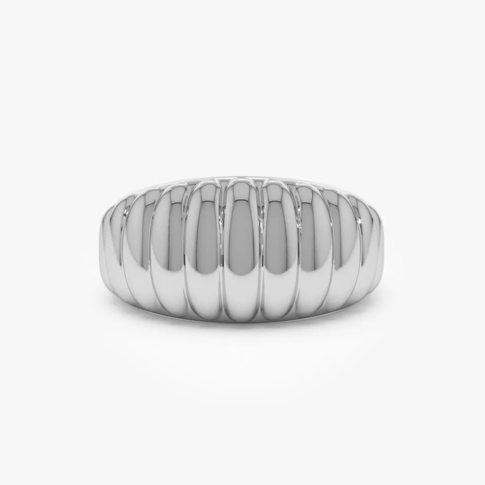 14k Gold Chunky Ribbed Statement Ring
