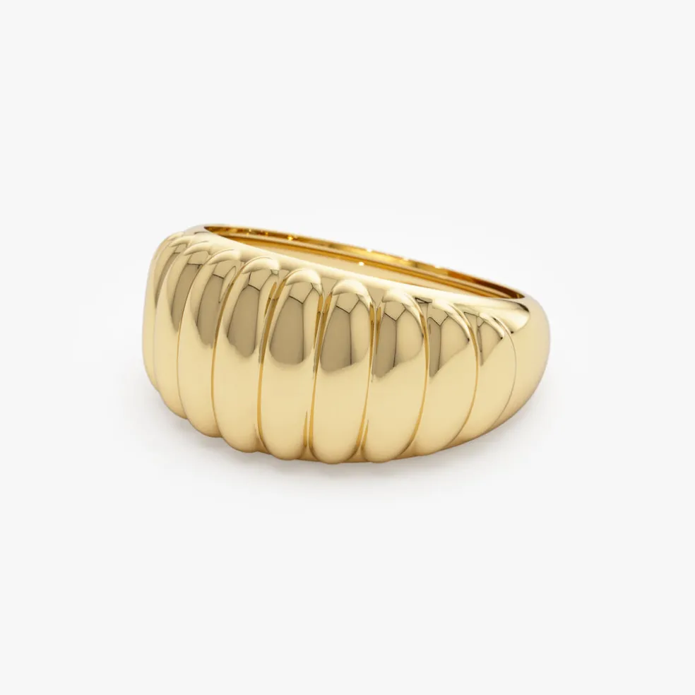 14k Gold Chunky Ribbed Statement Ring