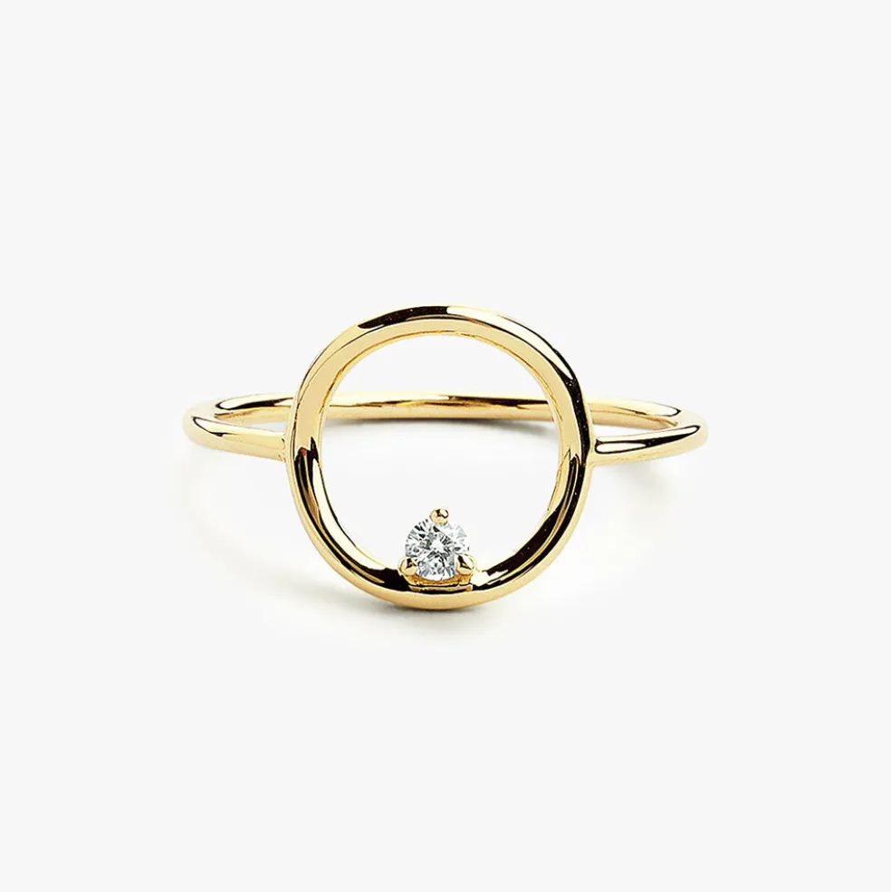 14K Gold Circle Diamond Ring
