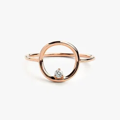 14K Gold Circle Diamond Ring